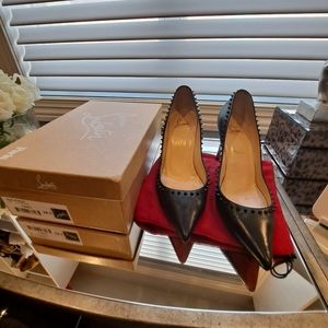 Christian Louboutin Anjalina 85 kid black pump size 39.5